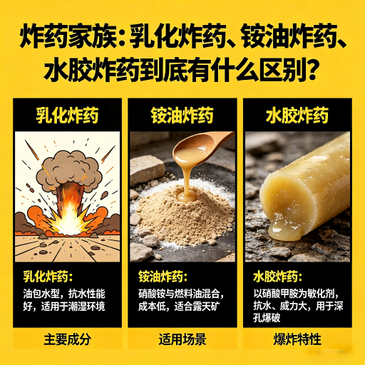 静乐炸药家族：乳化炸药、铵油炸药、水胶炸药到底有什么区别？